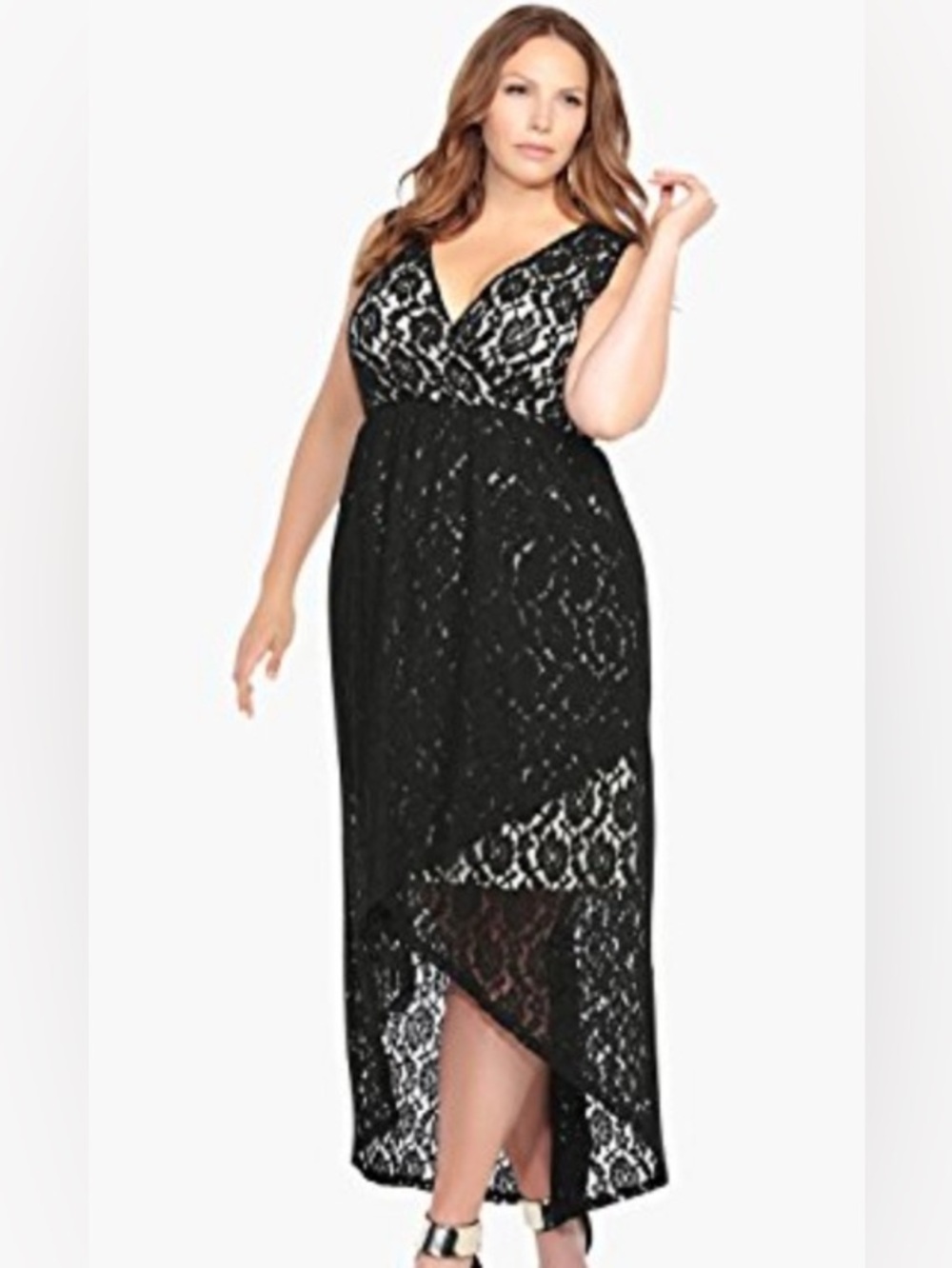 Torrid 3 Black Lace V-Neck High-Low Dress